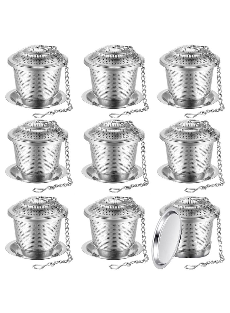 Excefore Tea Infuser, 9 Pieces Stainless Steel Tea Strainer with Extended Chain Hook and Saucer Loose Leaf Tea Steeper Fine Mesh Tea Ball Tea Filter for Brew Tea Spices Seasonings Fits Cup Mug Bottle  - Image 1