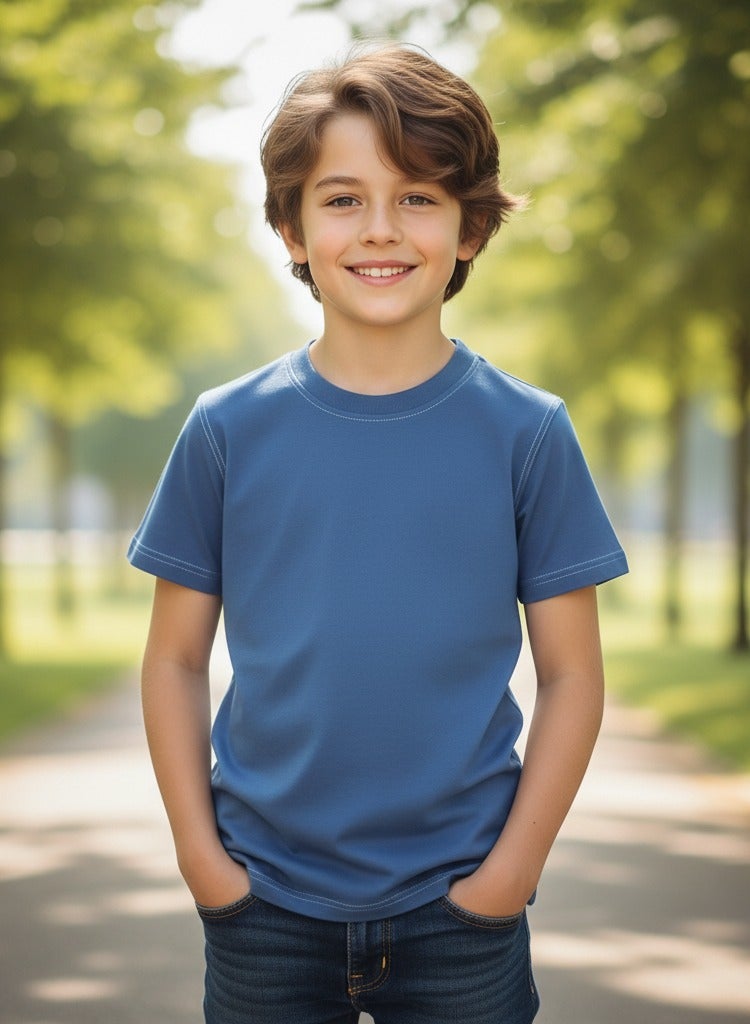 Stylish, plain, modern T-shirt, combining elegance and comfort. Round neck, short sleeves. - Image 1