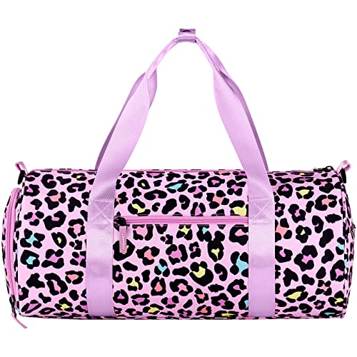 Choco Mocha Kids Duffle Bag Girls - Cheetah Weekender Overnight Bags for Little Girl Dance Bag Ages 6-8, Pink - Image 4