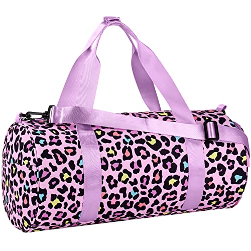 Choco Mocha Kids Duffle Bag Girls - Cheetah Weekender Overnight Bags for Little Girl Dance Bag Ages 6-8, Pink - Image 1