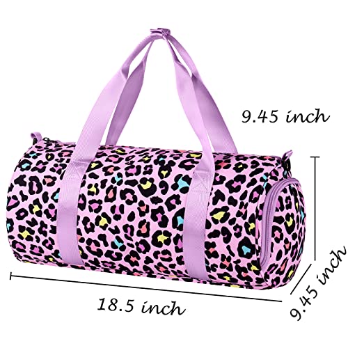 Choco Mocha Kids Duffle Bag Girls - Cheetah Weekender Overnight Bags for Little Girl Dance Bag Ages 6-8, Pink - Image 3
