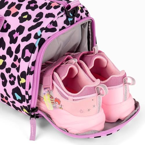 Choco Mocha Kids Duffle Bag Girls - Cheetah Weekender Overnight Bags for Little Girl Dance Bag Ages 6-8, Pink - Image 5