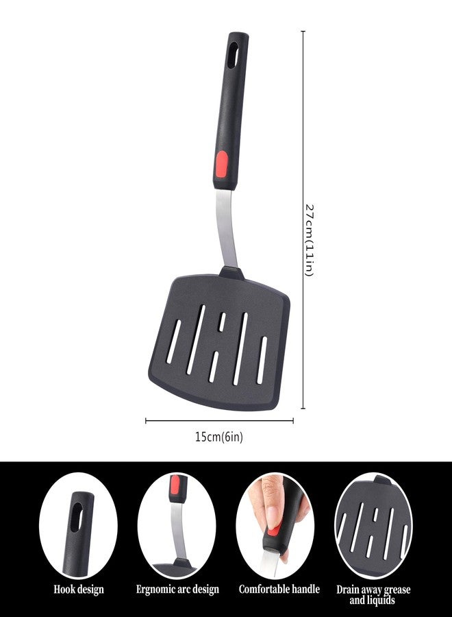 KCKHFA Silicone Wide Spatula, Slotted Turner for Cooking or Baking, Large Pancake Spatula for Egg, Fish, Steak, Flipping and Wok Use, Dishwasher Safe - Image 2
