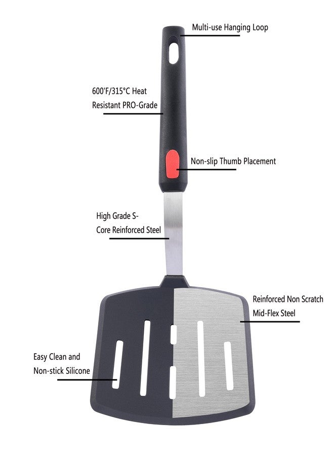 KCKHFA Silicone Wide Spatula, Slotted Turner for Cooking or Baking, Large Pancake Spatula for Egg, Fish, Steak, Flipping and Wok Use, Dishwasher Safe - Image 3