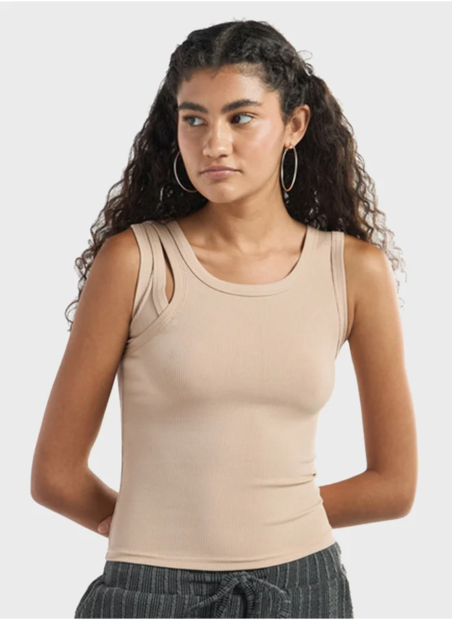 فاف Crew Neck Ribbed Tank Top