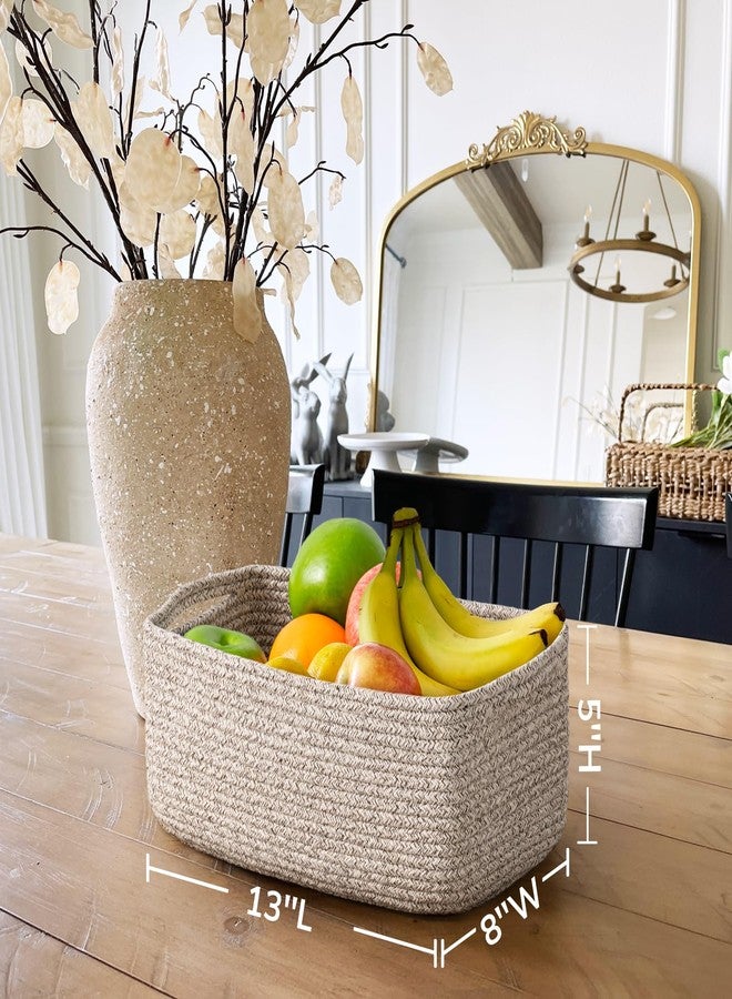 Goodpick Storage Baskets, 13 x 8 x 5 in, Closet Shelf Organizers for Gifts Empty Baskets for Shelves Dog Toy Basket Woven Baskets for Storage for Towels for Organizing 3 Pack, White & Brown - Image 3