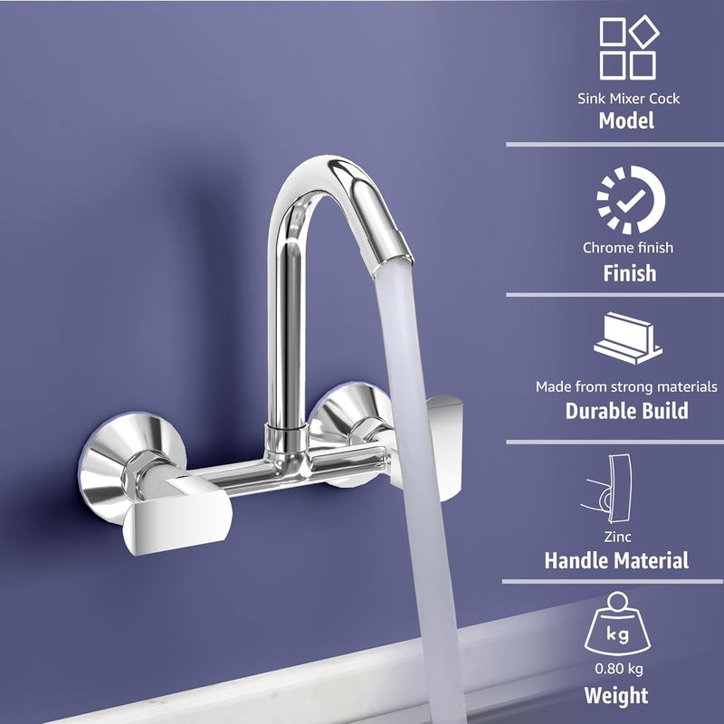 Planet Sink Mixer Tap Hot and Cold with Sustainable Water Flow Nozzle360 Swivel Spout for Kitchen Tap with Wall Flange and Teflon TapeKromaChrome - Image 2