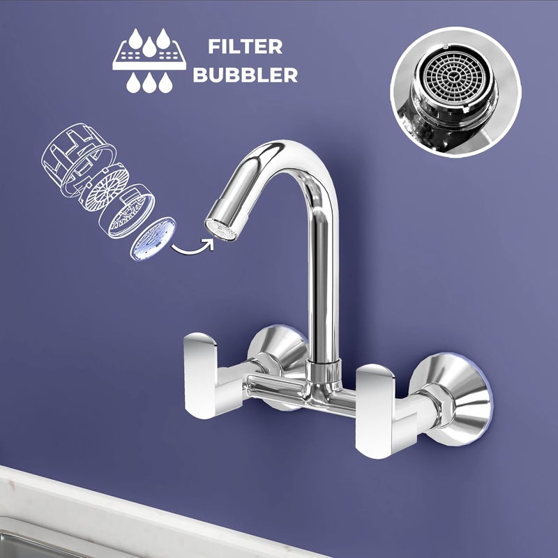 Planet Sink Mixer Tap Hot and Cold with Sustainable Water Flow Nozzle360 Swivel Spout for Kitchen Tap with Wall Flange and Teflon TapeKromaChrome - Image 5