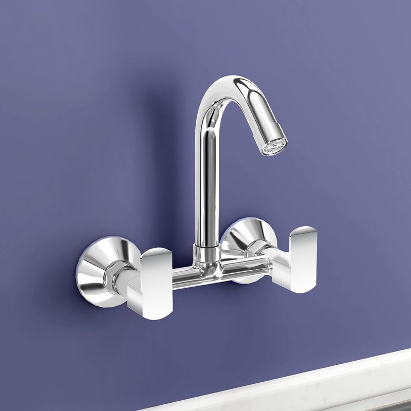 Planet Sink Mixer Tap Hot and Cold with Sustainable Water Flow Nozzle360 Swivel Spout for Kitchen Tap with Wall Flange and Teflon TapeKromaChrome - Image 1