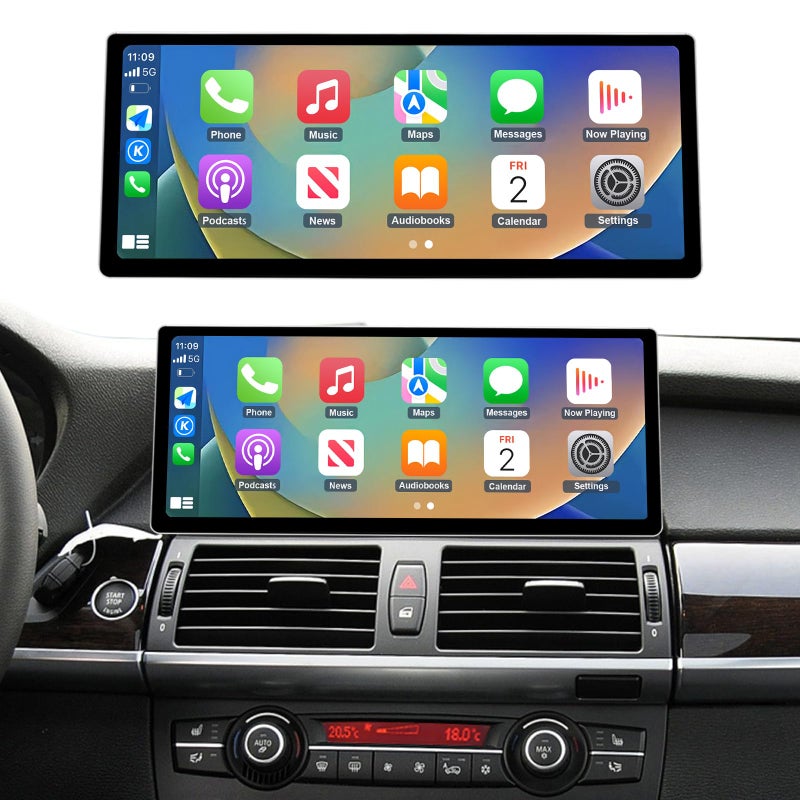 NINETOM 2026 Upgraded 123 UltraNarrow Touchscreen Wireless CarPlay Android Auto Receiver Compatible with BMW X5 X6 Series E70E71 20092013 for CIC System - Image 2