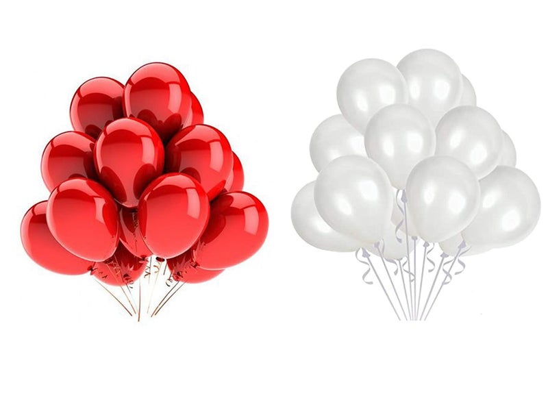 Vail Creations MADE IN INDIA 10inch Metallic Balloons for Birthday Decoration/Anniversary Party Decoration(Red + White,Pack of 50) - Image 5