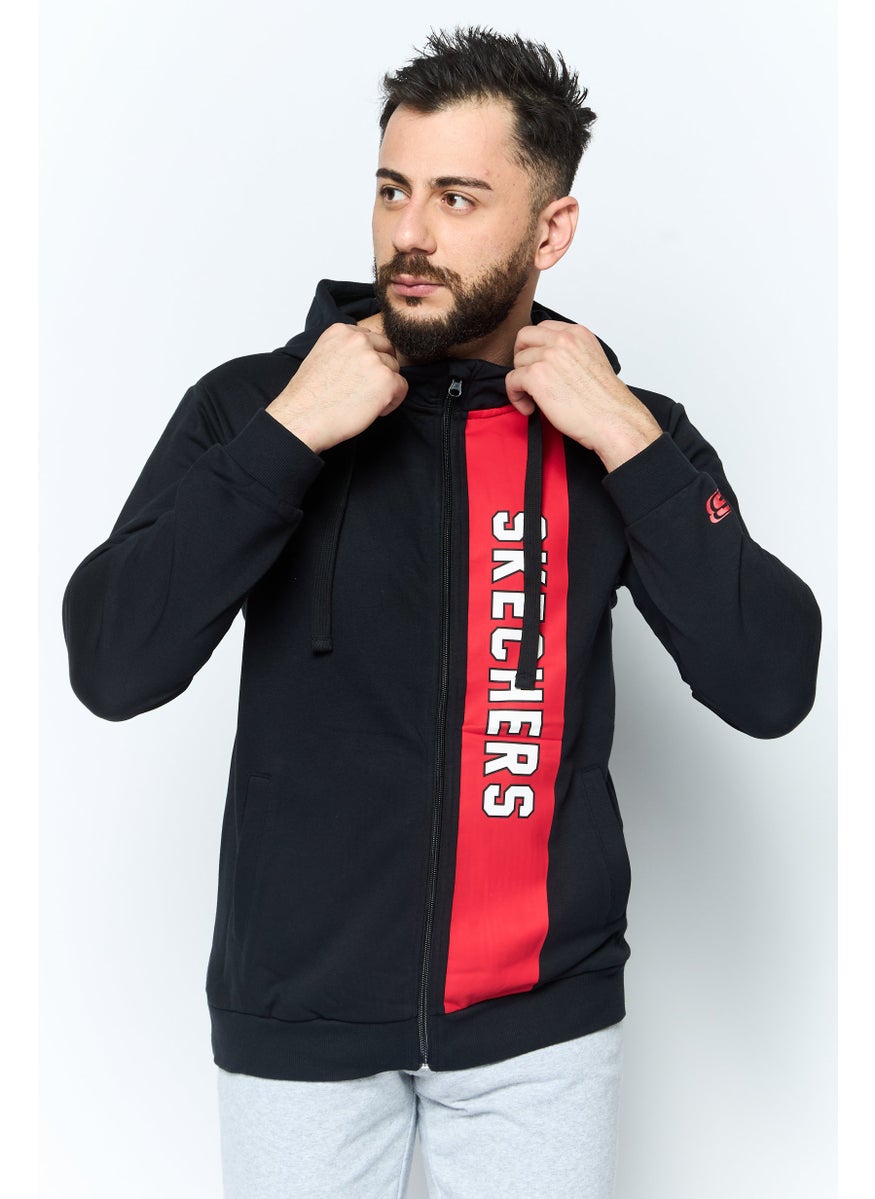 SKECHERS Men Sportswear Fit Brand Logo Outdoor Hoodies, Black  - Image 1