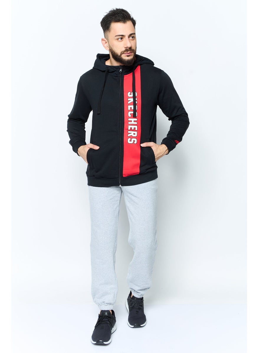 SKECHERS Men Sportswear Fit Brand Logo Outdoor Hoodies, Black  - Image 2