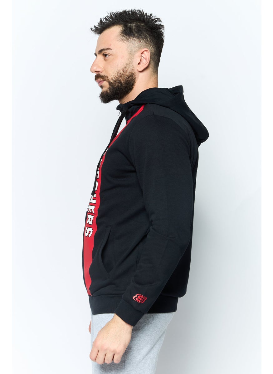 SKECHERS Men Sportswear Fit Brand Logo Outdoor Hoodies, Black  - Image 3