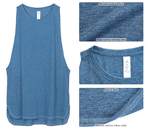 icyzone Workout Tank Tops for Women - Running Muscle Tank Sport Exercise Gym Yoga Tops Athletic Shirts(Pack of 3) (XS, Black/Denim/Pumpkin) - Image 4