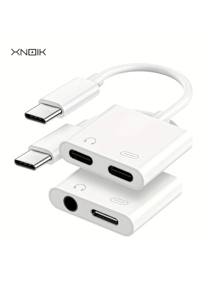 USB C To 3 5mm Headphone Adapter And Charger Splitter Fast PD Charging For iPhone 16 15 - Image 2