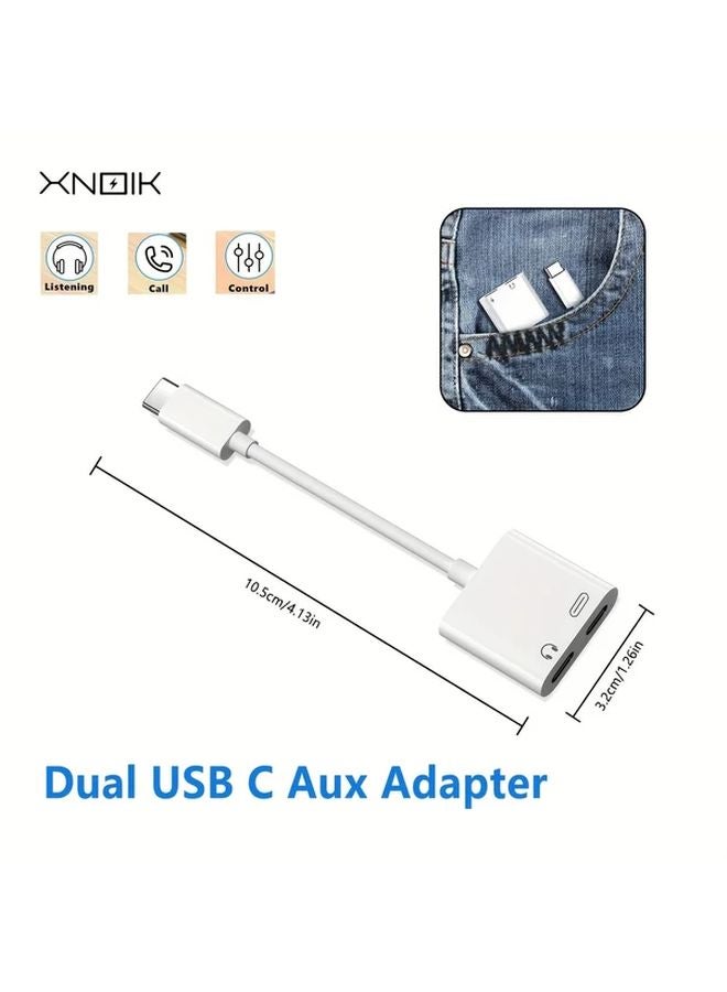 USB C To 3 5mm Headphone Adapter And Charger Splitter Fast PD Charging For iPhone 16 15 - Image 5
