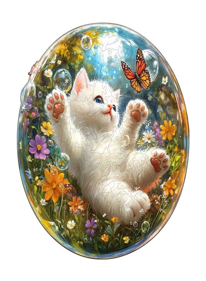 Purdicra Wooden Jigsaw Puzzles, Bubble Cat Wooden Puzzles for Adults with Unique Shape, Adult Jigsaw Puzzle, Birthday Gifts for Adults, 11.4"x11.4"-200pcs - Image 1