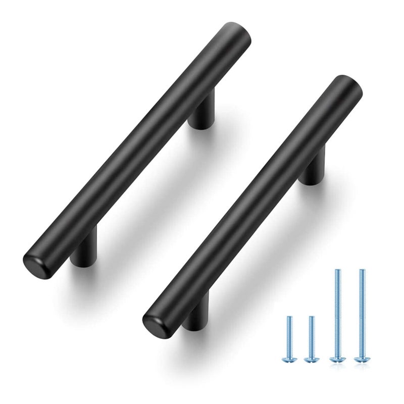 JOY DECOR 30 Pack 5 Inch Cabinet Pulls Kitchen Cabinet Handles with 3 Inch Hole Center Matte Black Cabinet Hardware Stainless Steel Kitchen Drawer Pulls for Cabinets Cupboard, 76mm Hole Centers - Image 1