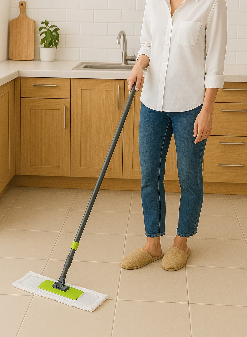 Royalford RoyalBright Professional Microfiber Mop RF12254GR Floor Cleaning System Flat Mop with Iron Handle Reusable Washable Mop Pads Wet and Dust Mopping for Hardwood Vinyl, Laminate, Tile Cleaning Multicolor - Image 3
