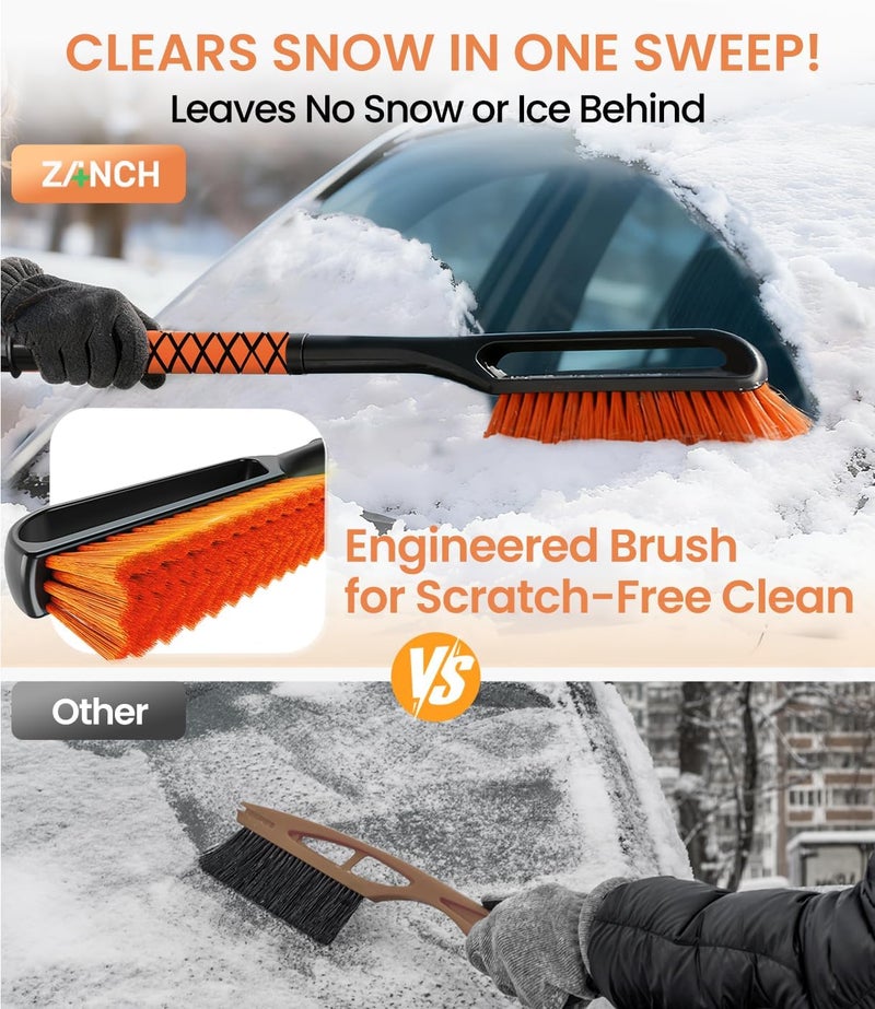 Zanch 2026 Upgrade Car Snow Brush and Ice Scraper [27" Detachable - Wider Snow Brush] with Ergonomic Foam Grip for Car Windshield Clear Snow, Ice and Frost, for All Cars/Truck/SUV - Image 3