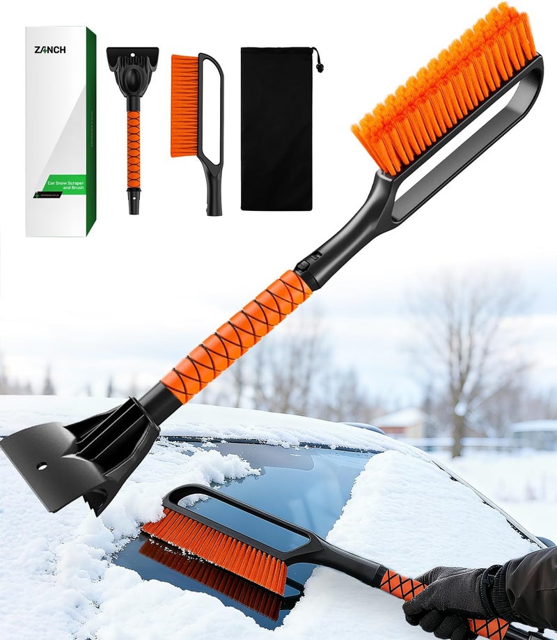 Zanch 2026 Upgrade Car Snow Brush and Ice Scraper [27" Detachable - Wider Snow Brush] with Ergonomic Foam Grip for Car Windshield Clear Snow, Ice and Frost, for All Cars/Truck/SUV - Image 1