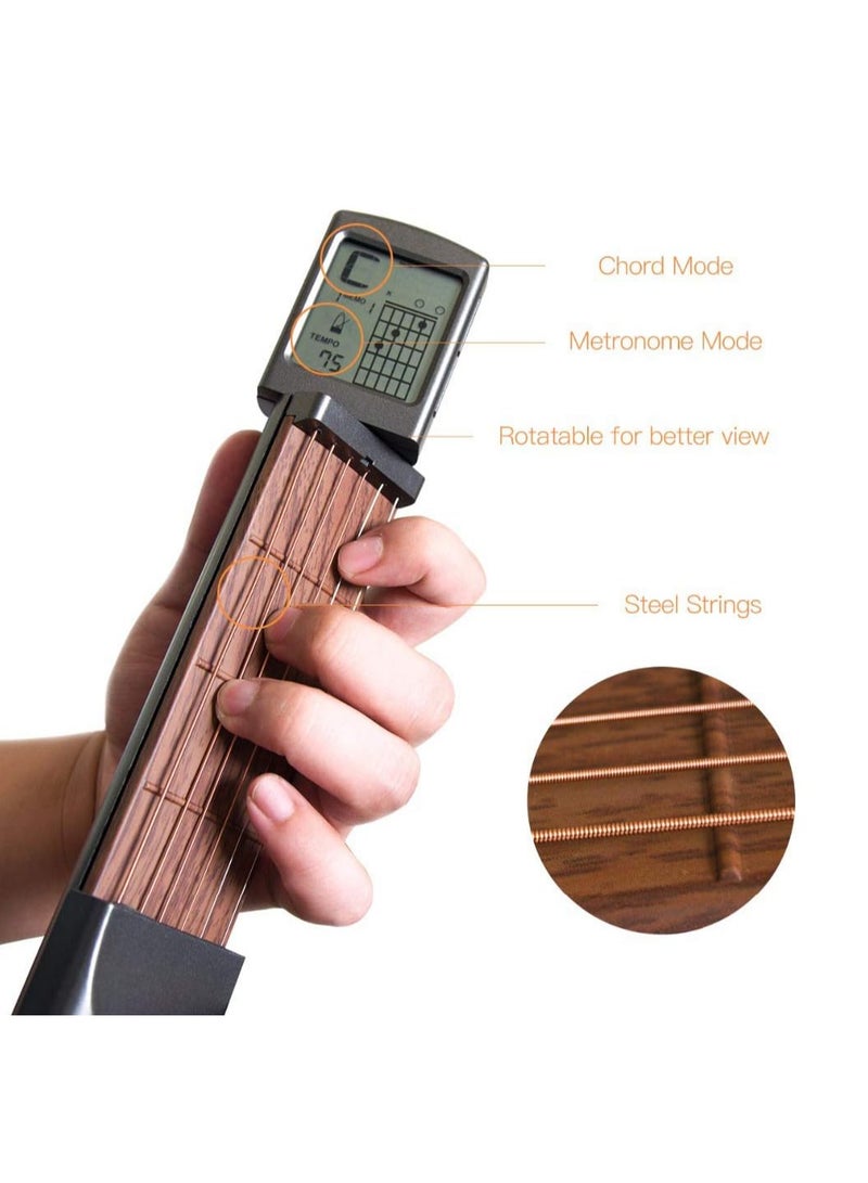 Generic Pocket Guitar Chord Practice Tool, Portable Guitar Neck trainer with Rotatable Chords Chart Screen for beginners  - Image 3