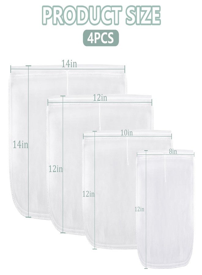 Ninsula 4PCS Nut Milk Bag, Food Grade Nylon Cheese Cloth Bag, Straining Reusable Fine Mesh Strainer for Tea, Yogurt, Juice, Cheese, Soup, Herbs, Vegetable Juice (8"x12"/14"x14"/10"x12"/12"x12") - Image 2