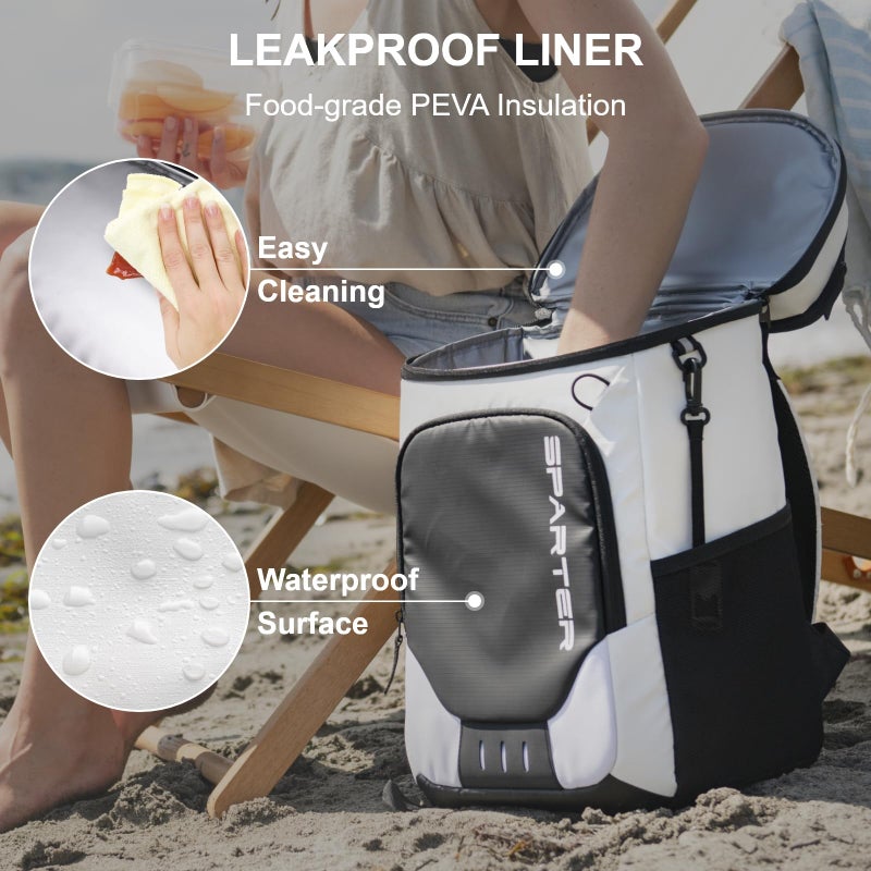 SPARTER Backpack Cooler Insulated Leak Proof 33 Cans, 2 Insulated Compartments Thermal Bag, Portable Lightweight Beach Travel Camping Lunch Backpack for Men and Women - Image 5