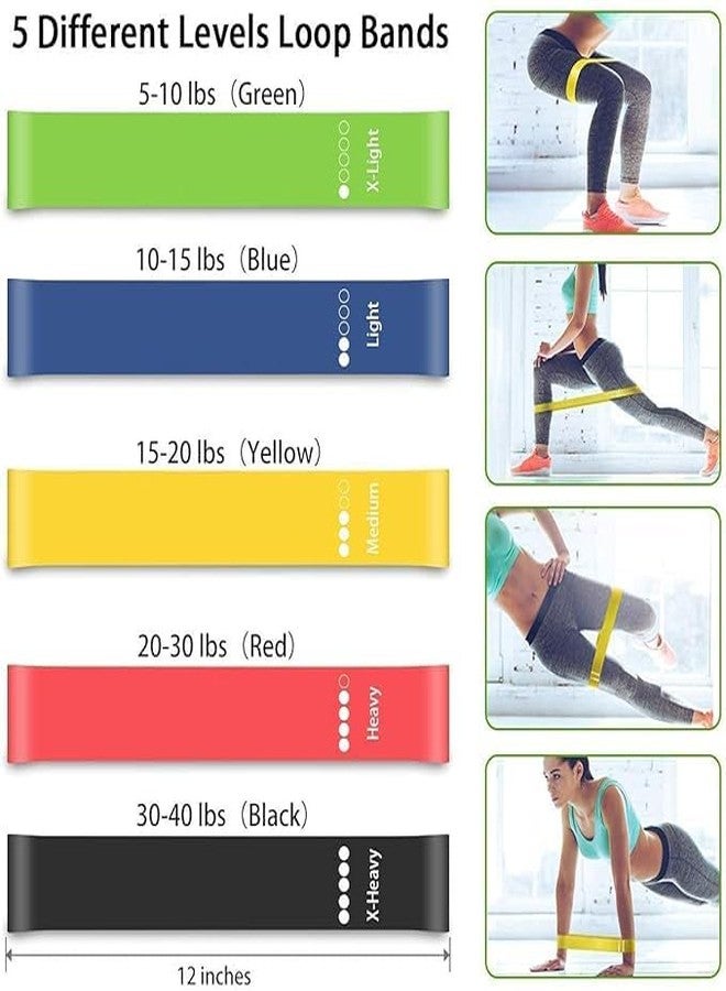 CHAMELI Resistance Loop Exercise Bands for Squats, HIPS, Legs, Butt, Glutes and Heavy Workouts Physical Therapy, Rehab, Stretching, Home Fitness (Set of 5) - Image 2