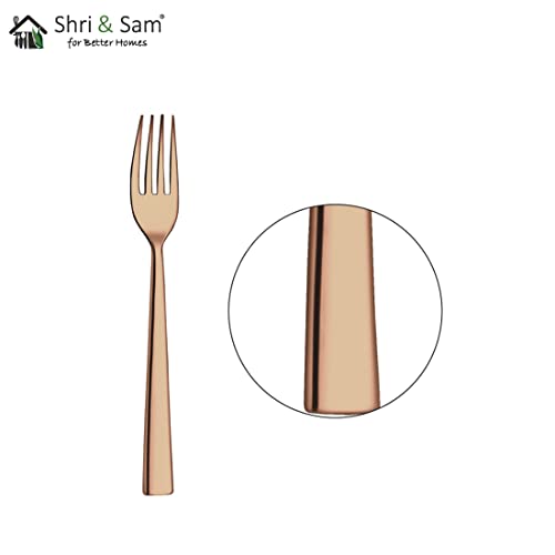 Shri & Sam Stainless Steel Lotus Plain Rose Gold PVD Coating Desert Fork,6 Pieces - Image 3