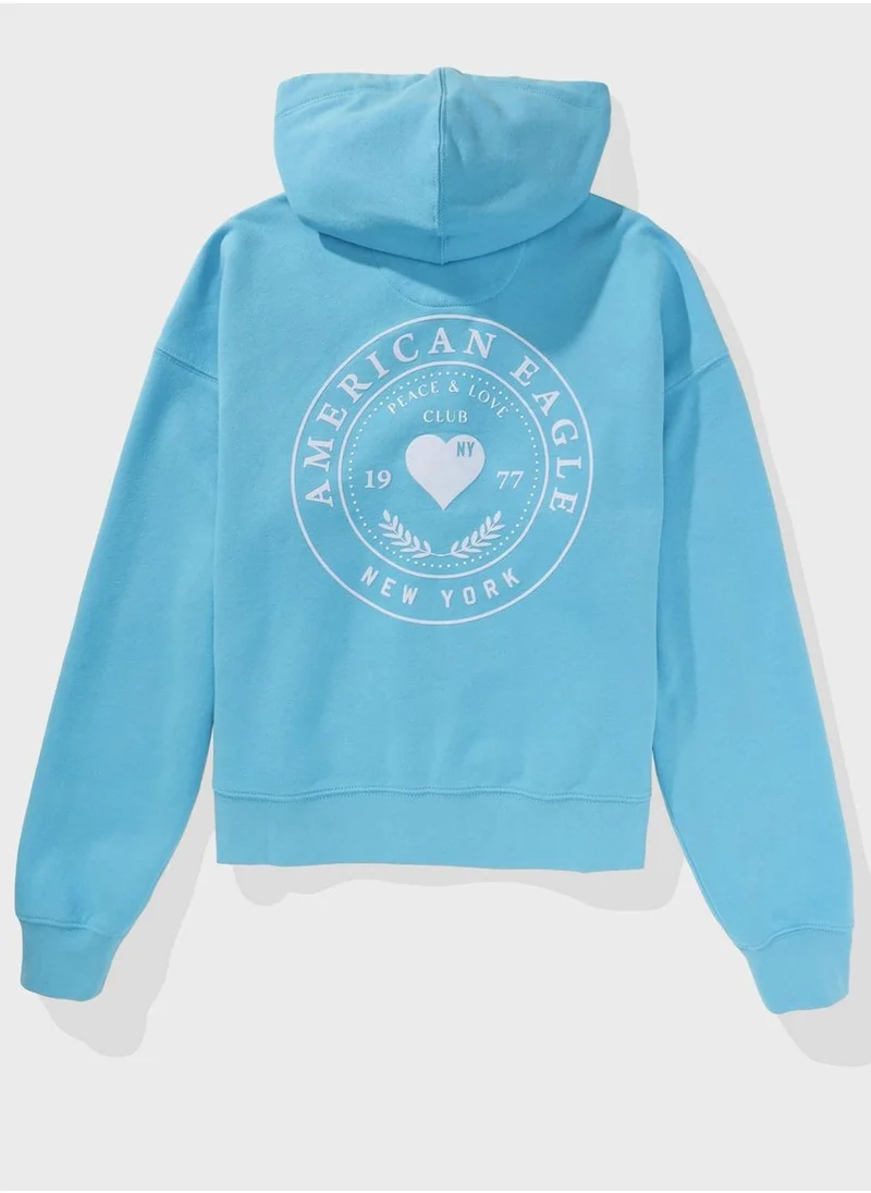 American Eagle Graphic Zip Through Hoodie