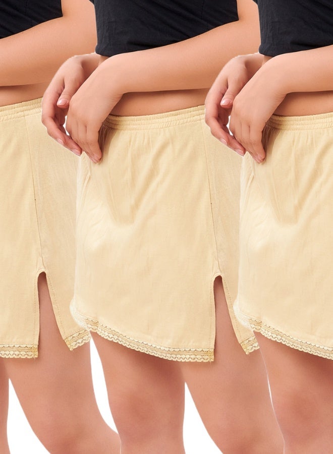 mybody mybbody Women's Micro Skirt Combo (3-Pack) – Skin Tone | Stretchable Saree Underskirts | Seamless & Breathable Inskirts | All Sizes S to 3XL | Ideal for Light-Colored Outfits  - Image 3