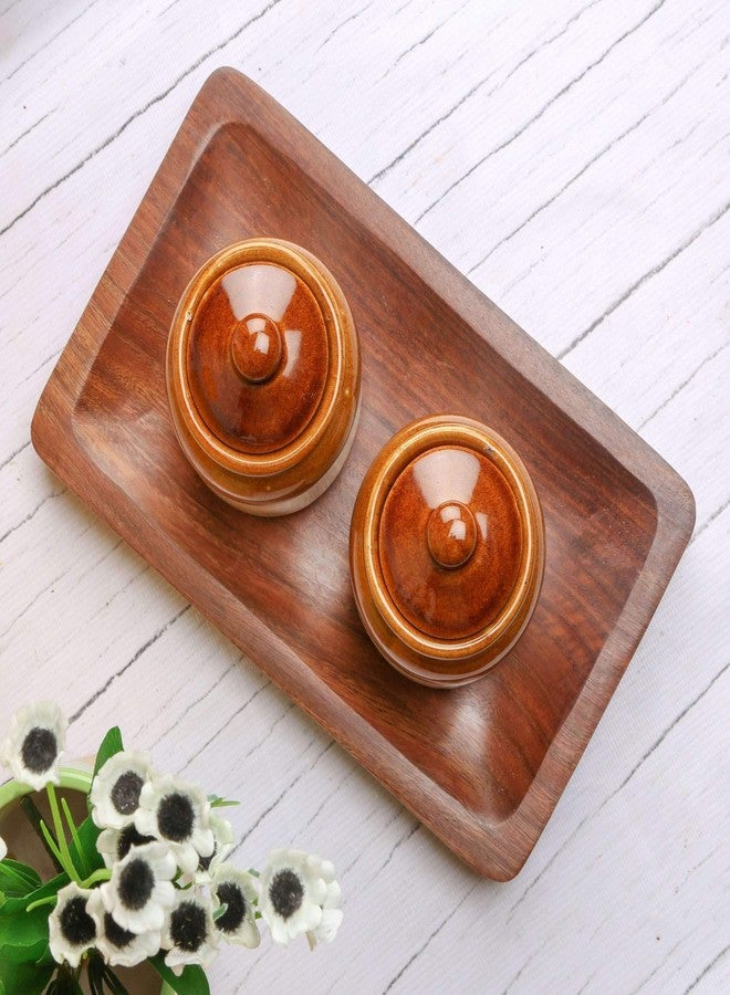 Shriyam Craft Handmade Ceramic Pickle Jar Set with Lid, Cookie Jar, Dining Table Set, Made in India 200ml (Set of 2) - Image 3