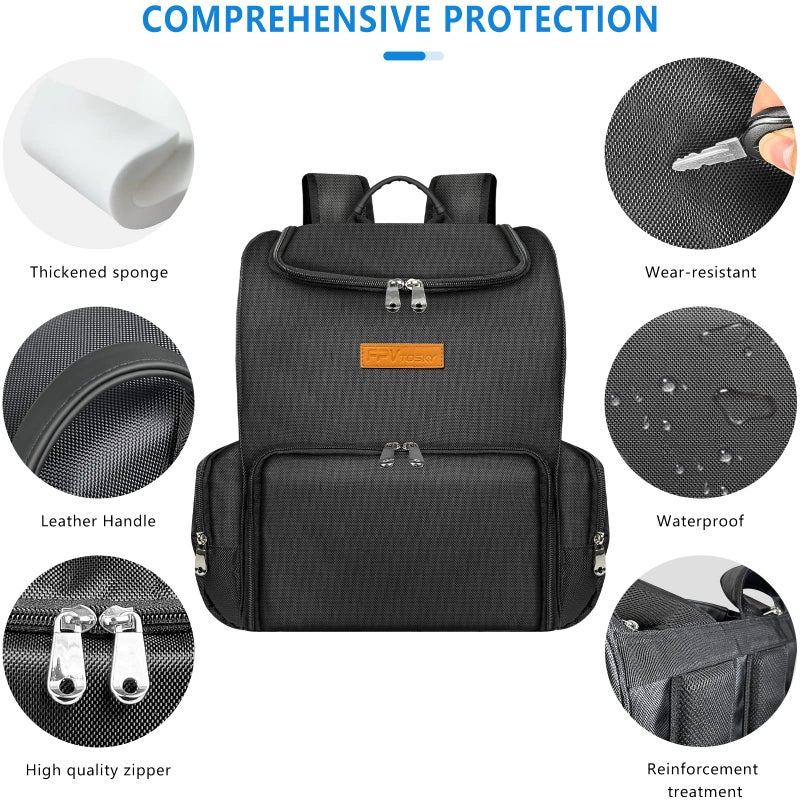 FPVtosky حقيبة ظهر FPVtosky لجهاز PS5 Pro و PSVR2، حقيبة سفر كبيرة 2 في 1 لجهاز بلاي ستيشن VR2 و PS 5/PS5 Slim/PS 5 Pro، حقيبة تخزين واقية متوافقة مع بلاي ستيشن 5 وملحقات ألعاب PS VR2 - Image 3