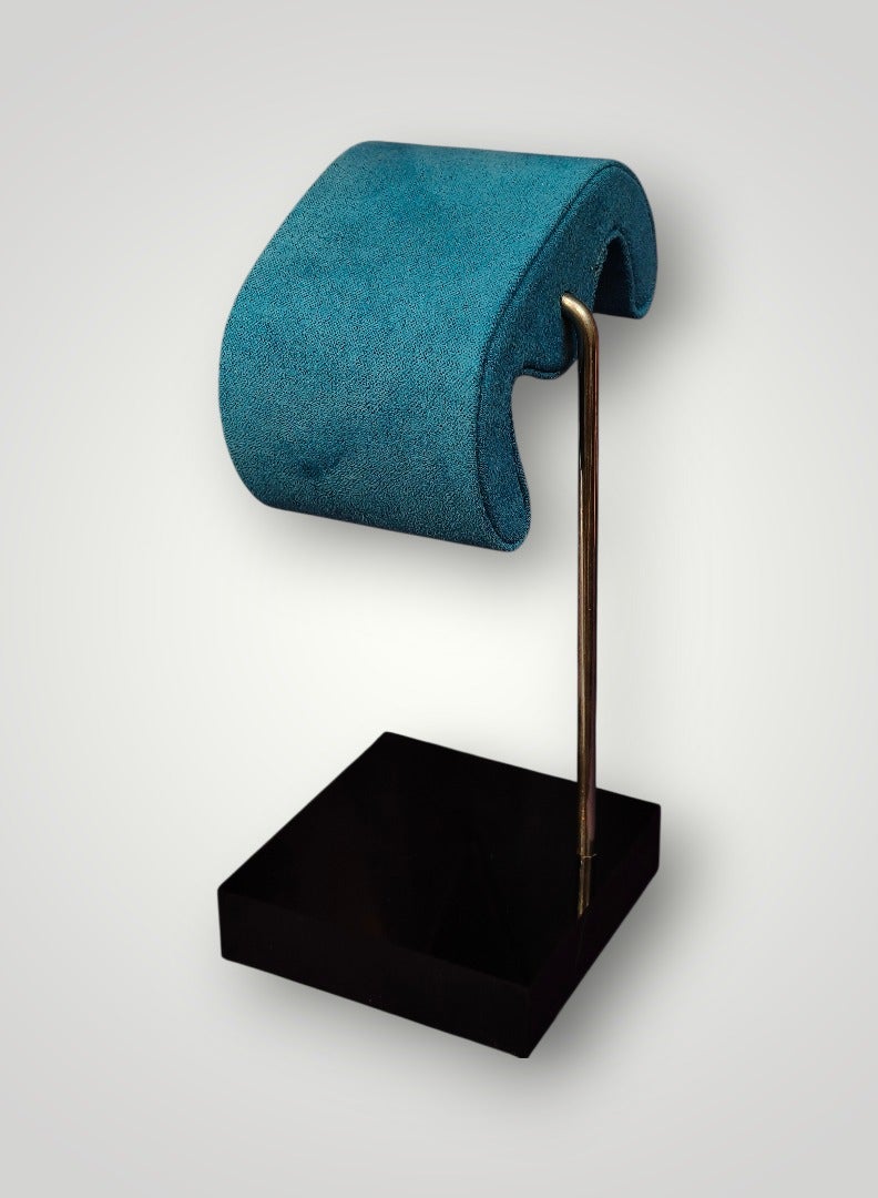 Al Seraj Luxury Watch Stand Display with Cylindrical Cushion | Premium Microfiber Watch Holder with Metal Base | Sky Blue Elegant Watch Display Stand for Home, Showroom & Gift - Image 1