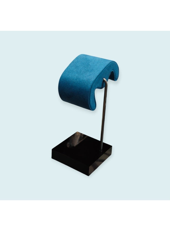Al Seraj Luxury Watch Stand Display with Cylindrical Cushion | Premium Microfiber Watch Holder with Metal Base | Sky Blue Elegant Watch Display Stand for Home, Showroom & Gift - Image 5