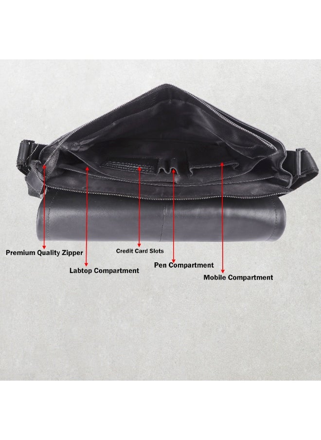 LAVERI LEATHER LAVERI Laptop Bag for Men - Leather Messenger Bag for Office - Fits up to 15 Inch Laptop - Shoulder Bag with Multiple Compartments - Executive Leather Bag for Work/Travel/Casual  - 2491  - Image 3