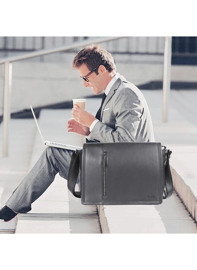 LAVERI LEATHER LAVERI Laptop Bag for Men - Leather Messenger Bag for Office - Fits up to 15 Inch Laptop - Shoulder Bag with Multiple Compartments - Executive Leather Bag for Work/Travel/Casual  - 2491  - Image 1