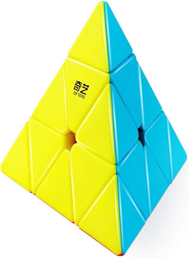 D-FantiX QYTOYS Qiming Pyramid Speed Cube Stickerless Triangle Cube, 3 x 3 Pyramid Magic Cube Puzzle
