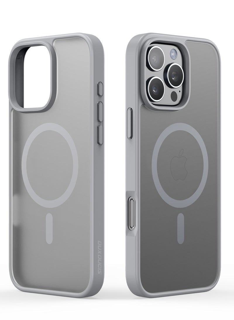 دوكس دوتشيز جراب يند دوكس دوكيس شفاف غير لامع مطفي مضاد للاصفرار [غطاء خلفي صلب من البولي كربونات ومن السيلكون ] يدعم الشحن اللاسلكي المغناطيسي جراب واقٍ مقاوم للصدمات متوافق مع iPhone 16 Pro Max (رمادي) - Image 1