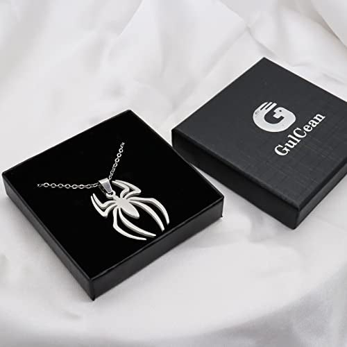 GulCean Spider Necklace for Men Women Titanium Stainless Steel Gold Silver Lightweight Fashion Anime Goth Cool Hippie Spiderman Pendant Necklace (Silver) - Image 3