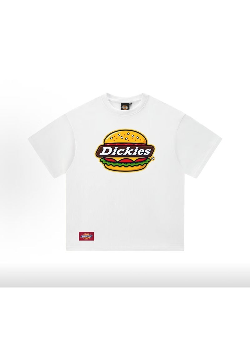 Dickies Hamburger Print Loose Versatile White T-shirt Size M - Image 2