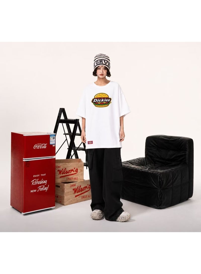 Dickies Hamburger Print Loose Versatile White T-shirt Size M - Image 1