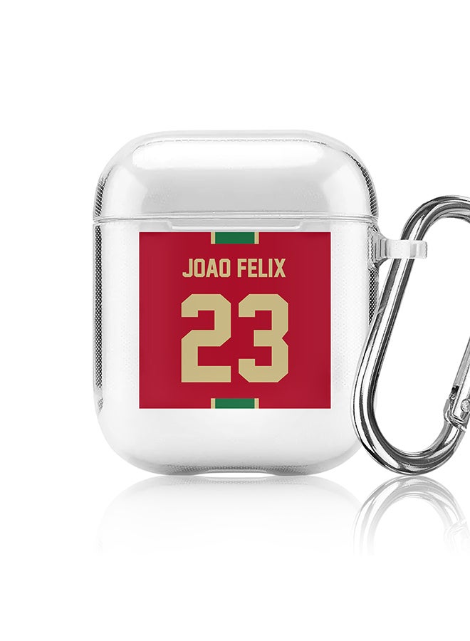 Stylizedd Classic Clear printed Case for Apple Airpods 2 / 1 Soft TPU Gel Thin Transparent Flexible Cover - Football Team - Portugal, Player Name - Joao Felix - Image 1