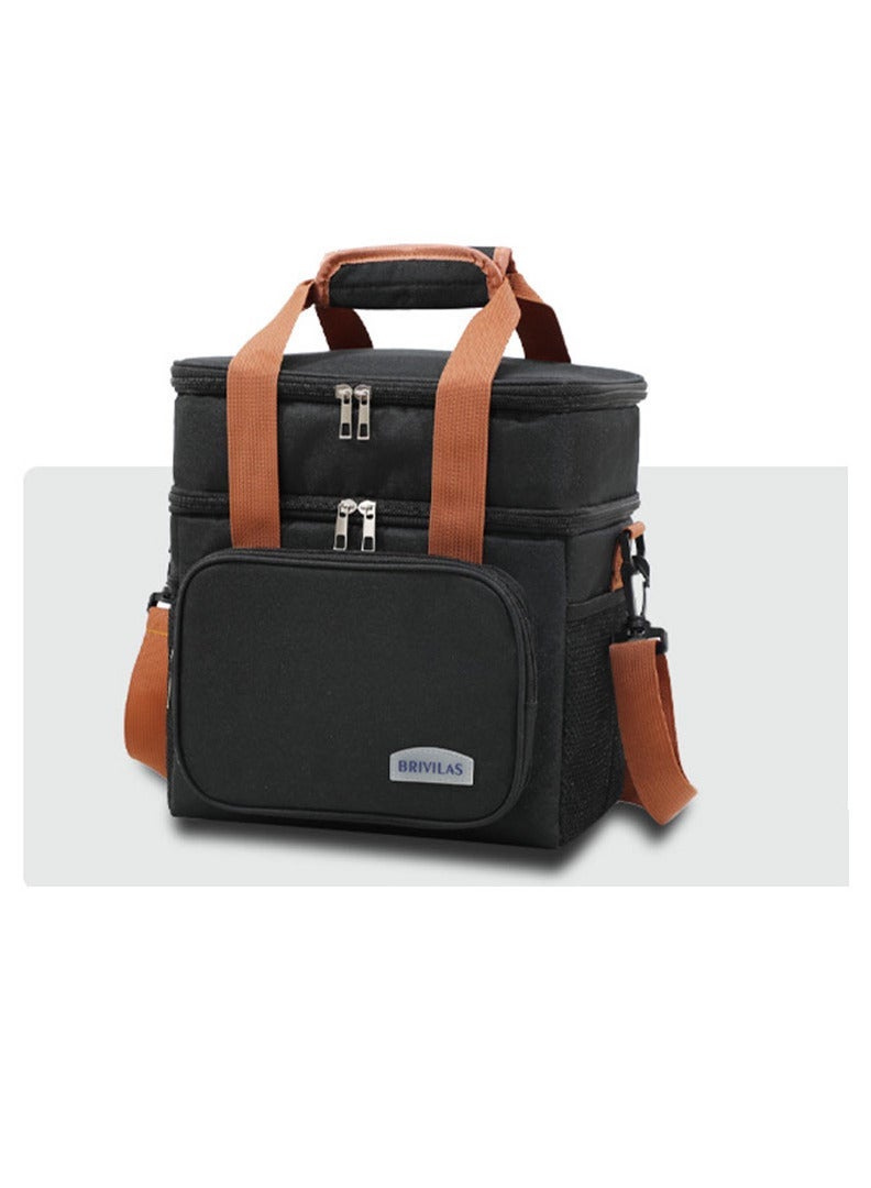 MIBRU Coffee tools bag black Double Layer Thermal Lunch Bag Large Capacity Picnic Box Meal Pouch Food Insulated Cooler Delivery Bags for Women Men Kids - Image 4