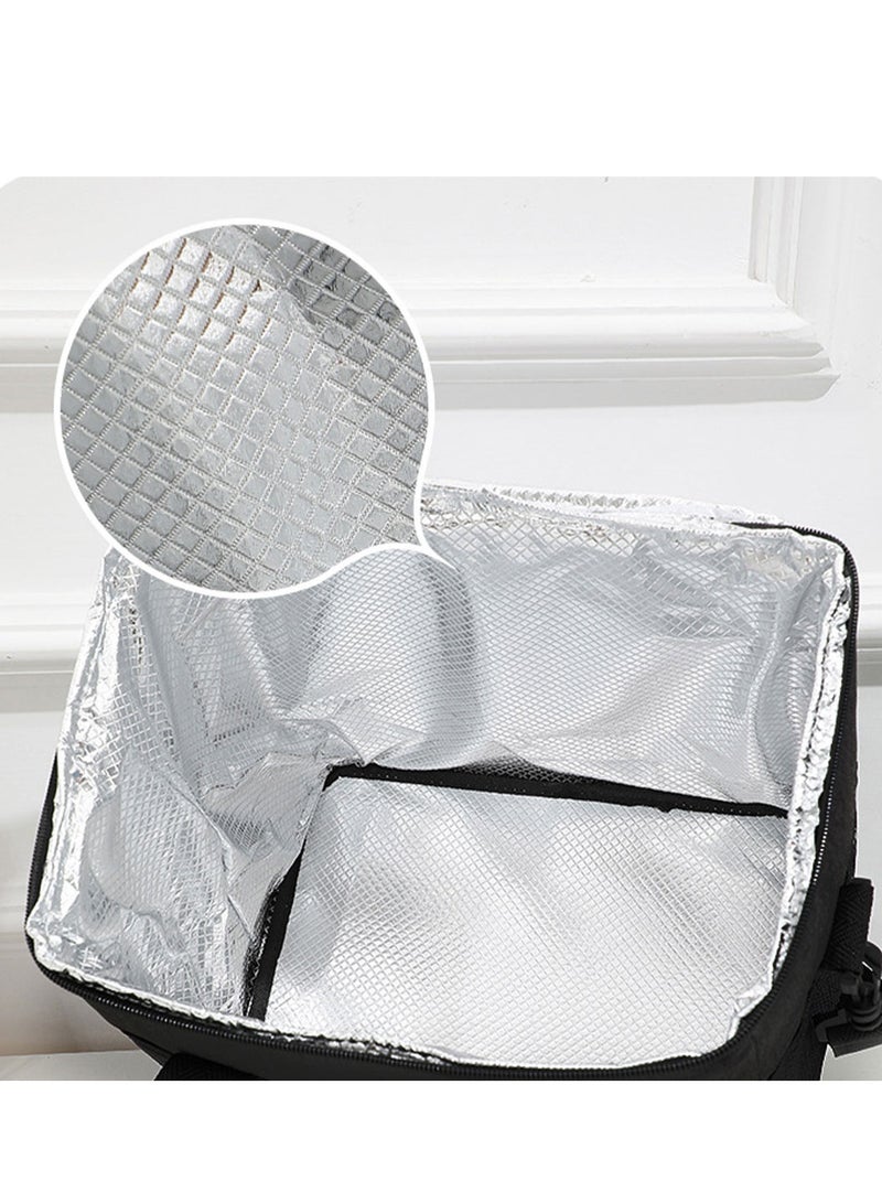 MIBRU Coffee tools bag black Double Layer Thermal Lunch Bag Large Capacity Picnic Box Meal Pouch Food Insulated Cooler Delivery Bags for Women Men Kids - Image 5