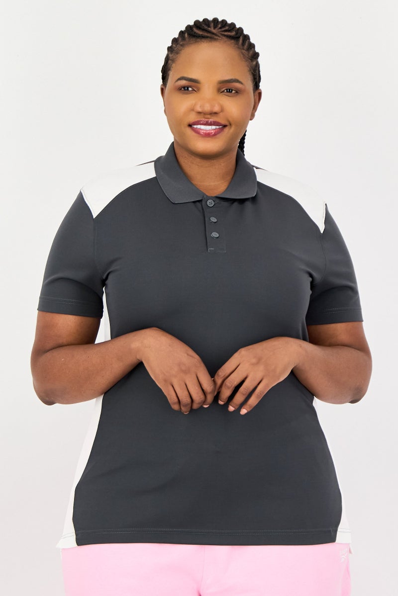Reebok Women Sportswear Fit Short Sleeves Training Polo Shirt, Grey - Image 1