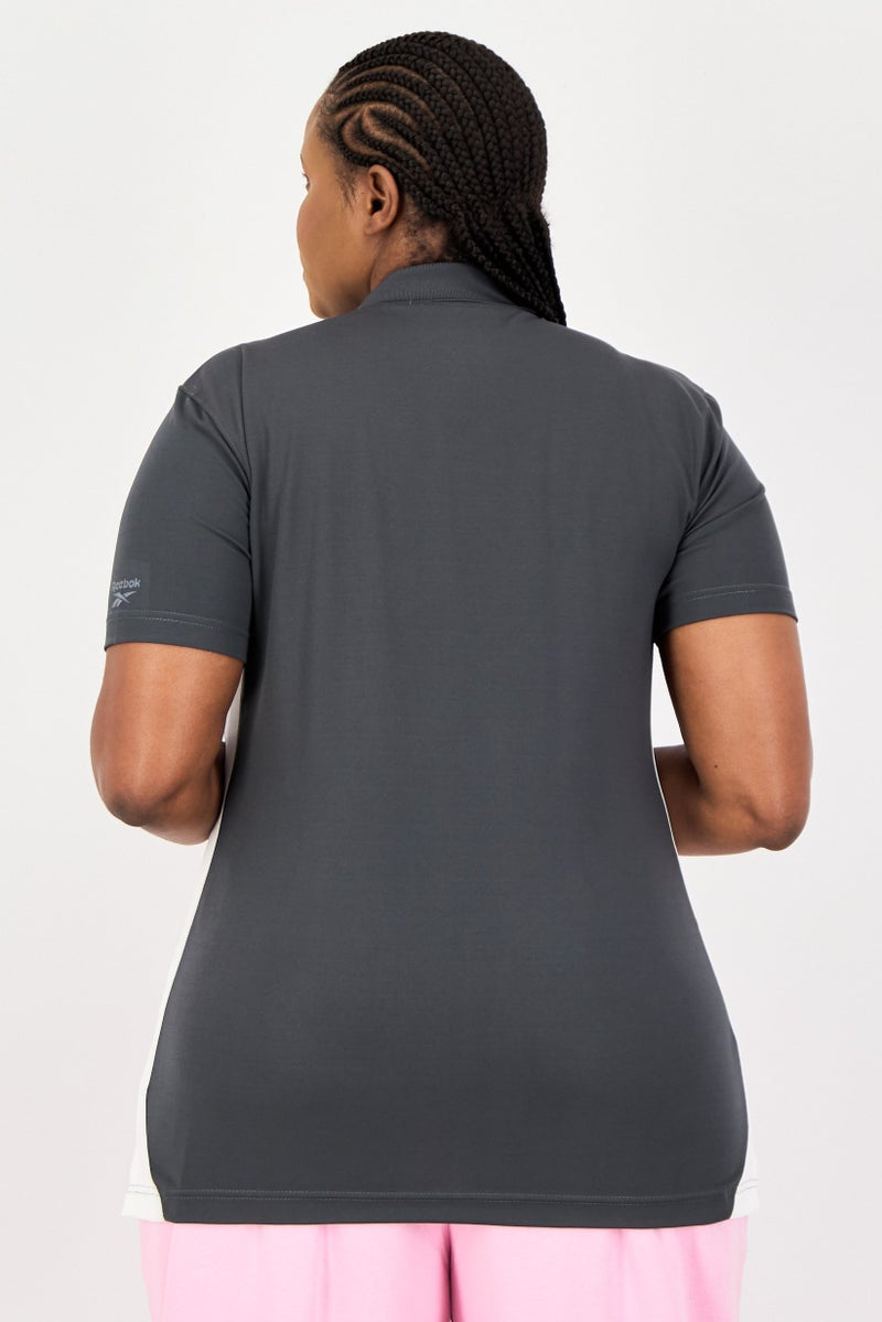 Reebok Women Sportswear Fit Short Sleeves Training Polo Shirt, Grey - Image 3