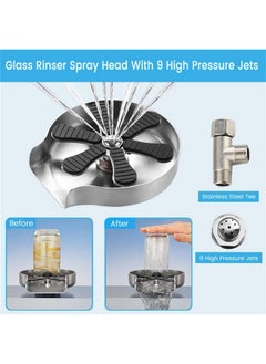 MQFORU Glass Rinser for Kitchen Sink, High-Pressure Bottle Washer Stainless Steel Glass Rinser for Kitchen Sink Glass Cup Cleaner Sink Attachment Washer Baby Bottle, Glass Cup, Wine Glass  - Image 4